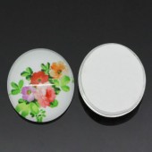 Glazen cabochon 16mm bloemen