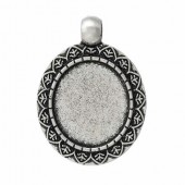 1x Cabochon Hanger Donker Zilver