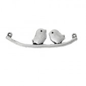 1x Ornament / Connector Donker Zilver Vogeltjes
