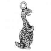 1x Dinosaurus Bedeltje Donker Zilver