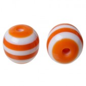 20 stuks acryl oranje/wit 6 mm