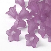 50x Frosted bloemen kelkje Paars 16 mm