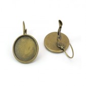 1 Paar Cabochon haakjes Brons 16 mm
