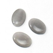 1x Glazen Catseye Cabochon Grijs