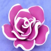 1x Fimo roos Fuchsia/wit 3 cm