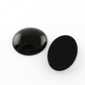 Glazen Cabochon Ovaal 25 x 18 mm Zwart