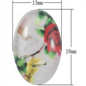 1x Glazen Cabochon 18 x 13 mm bloem