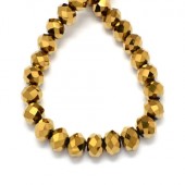 1x Snoertje Glaskralen Brons/Goud