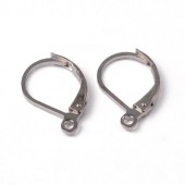 1 Paar oorbelhaakjes Donker zilver 10 x 15 mm