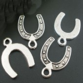 1x Bedeltje Donker Zilver Hoefijzer