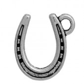 1x Bedeltje Hoefijzer Donker Zilver