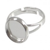 1x Licht Zilver cabochon ring