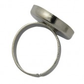 1x Donker Zilveren Cabochon Ring