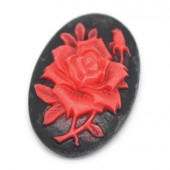 Cabochon / Camee rood/zwart