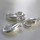 2 stuks Lobsterslotje donker zilver 14 mm