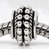 10x Metalen groot oog kralen Donker Zilver