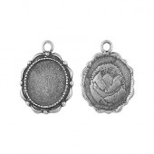 Cabochon Hanger Donker Zilver 14 mm
