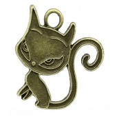 1x Bedeltje Kat/Poes Brons