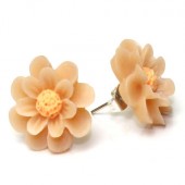 1x oorbel stekertjes Bloem Zalm