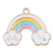 1x Bedeltje Regenboog/rosegold