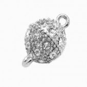1x Strass/Donker zilveren magneetslotje