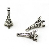 1x Bedeltje Parijs Donker Zilver 22 x 8 mm