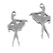 1x Bedeltje Ballerina Donker Zilver 21 mm