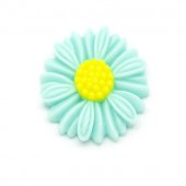 Cabochon zonnebloem turquoise/geel