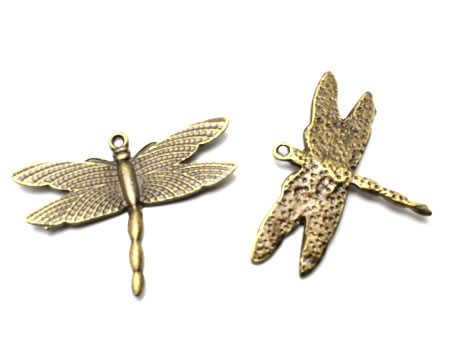 1x Bedeltje Libelle Brons 36 x 28 mm