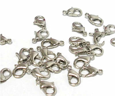 25 stuks Lobsterslotje donker zilver 14 mm