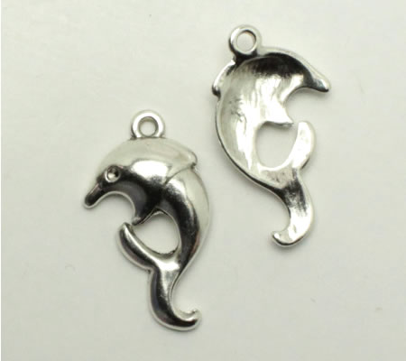 1x Bedeltje Dolfijntje Donker Zilver