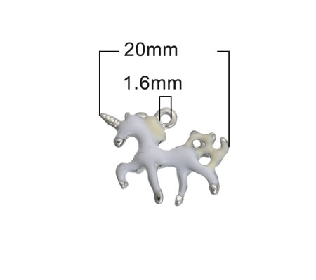 1x Bedeltje Eenhoorn Geel/Wit emaille