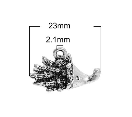 1x Bedeltje Donker Zilver Egeltje