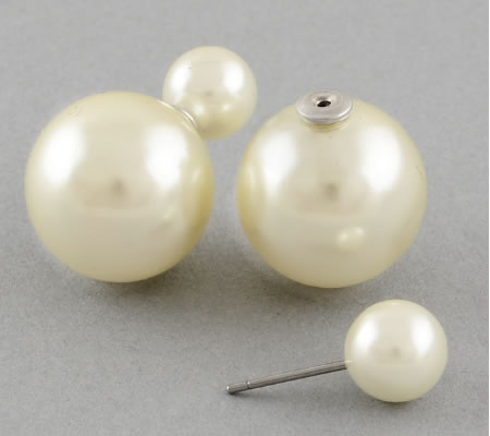 1 paar Double Dots Oorbelletjes Gebroken wit