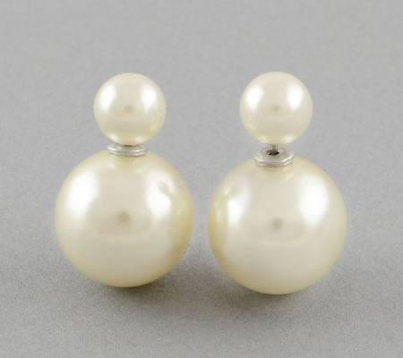 1 paar Double Dots Oorbelletjes Gebroken wit