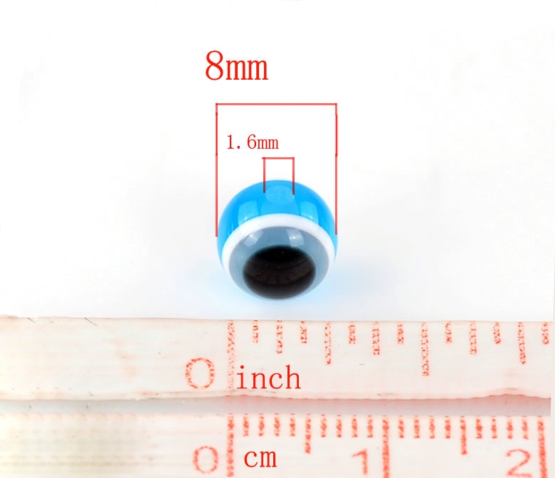 5x Evil Eye Kraaltjes turquoise/blauw 8 mm