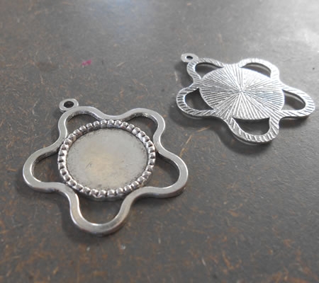 1x Cabochon hanger ster Donker Zilver