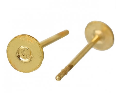 25 paar Oorbel stekertjes met plakvlak 4 mm goud