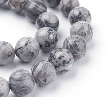 10x Kralen Steen Rond Grijs