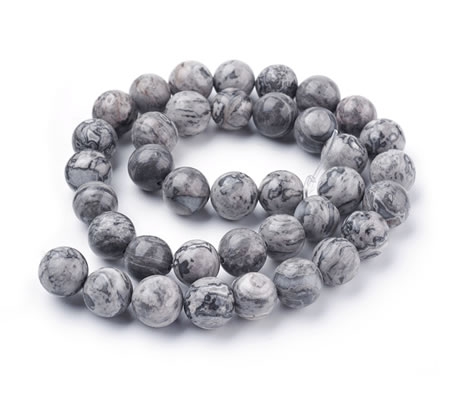 10x Kralen Steen Rond Grijs