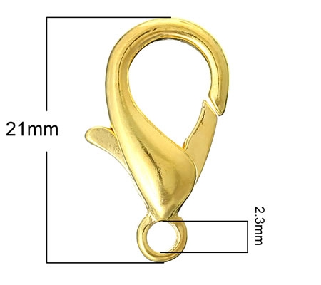 1 stuks Lobsterslotje Goudkleurig Groot 21 mm