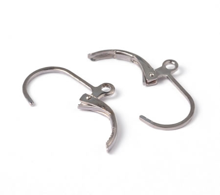 1 Paar oorbelhaakjes Donker zilver 10 x 15 mm