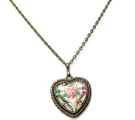 1x cabochonbedel Brons incl, glascabochon