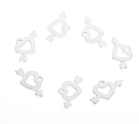 1 stuks Hartje/pijl Bedeltje RVS 304 Donker zilver