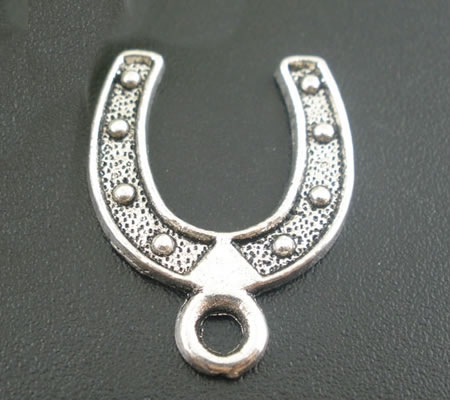 1x Bedeltje Donker Zilver Hoefijzer