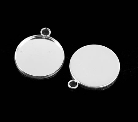 1x Cabochon hanger Licht Zilver 25mm