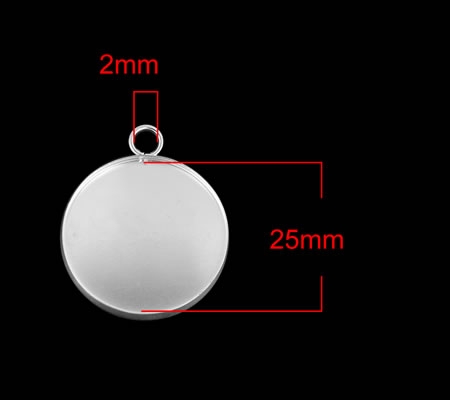 1x Cabochon hanger Licht Zilver 25mm