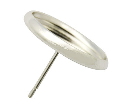 1 Paar oorstekertjes cabochon plakvlak licht zilver