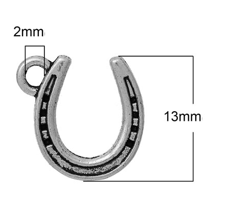 1x Bedeltje Hoefijzer Donker Zilver