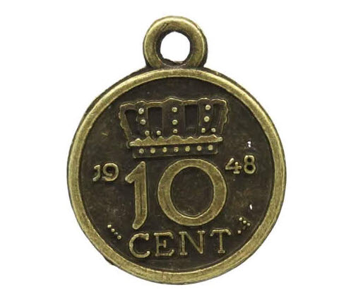 1x Bronzen Bedeltje 10 cent